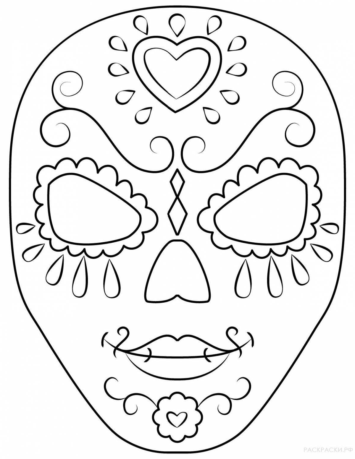 Coloring sheet joyful face mask