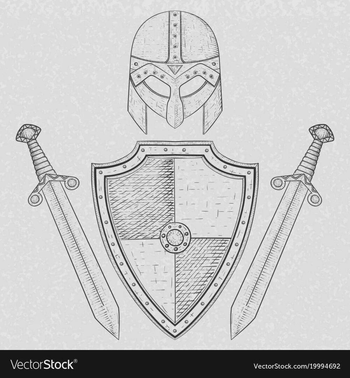 Shield of the bright hero coloring page for kids