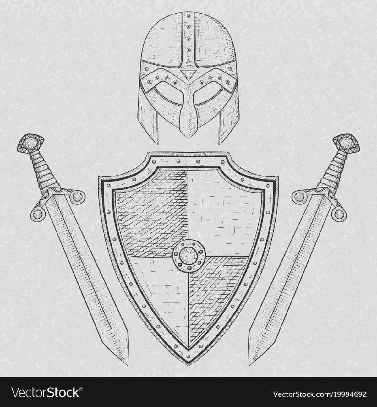 Shield of the bright hero coloring page for kids