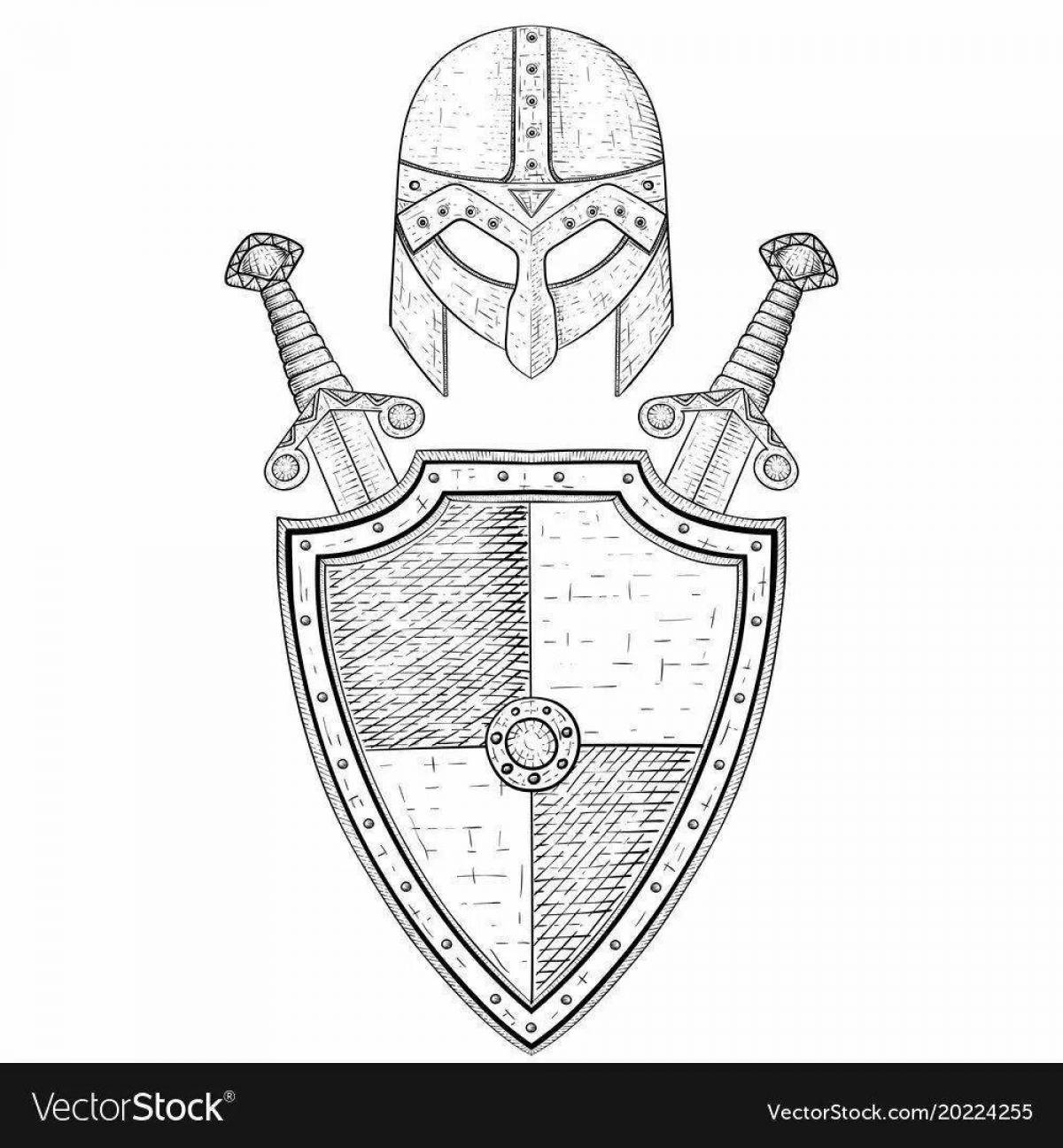 Amazing Hero Shield coloring page for kids