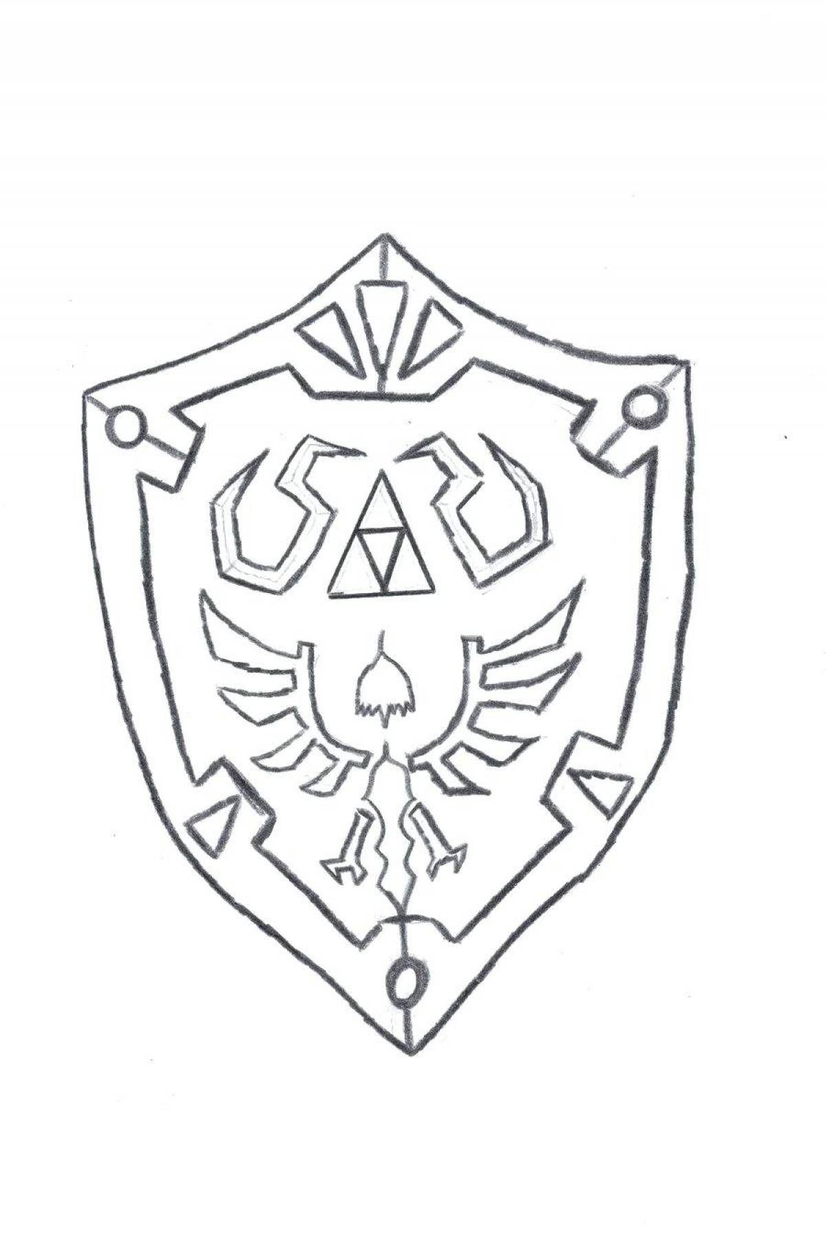 Glittering Hero Shield Coloring Page for Kids