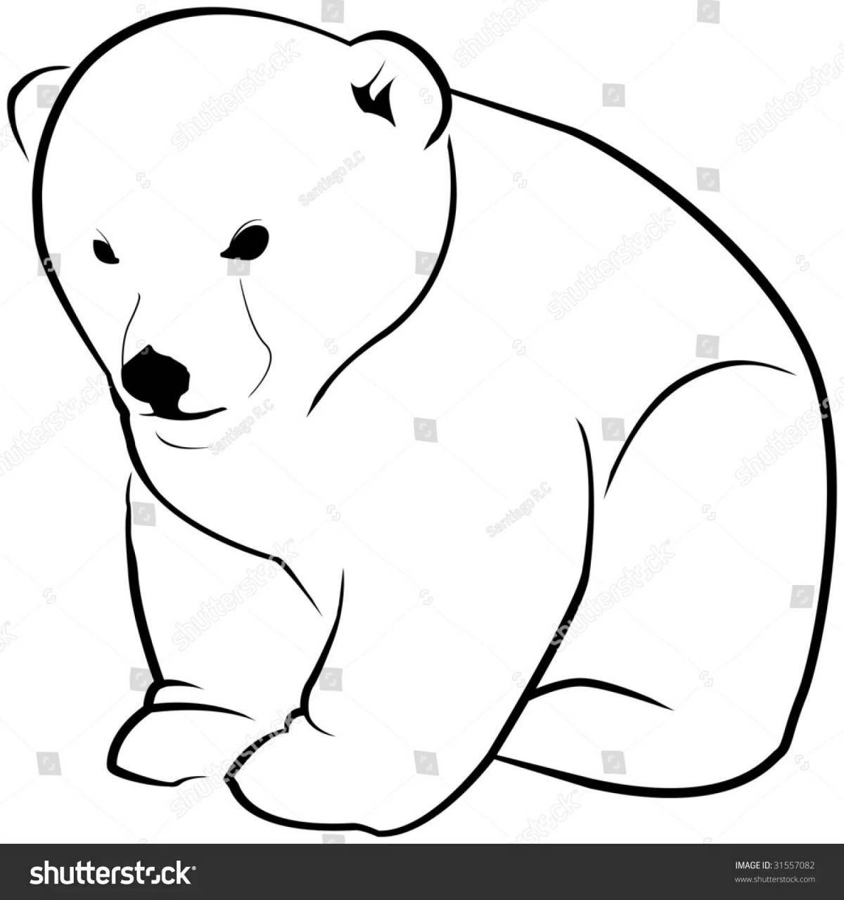 Coloring book bright white bear