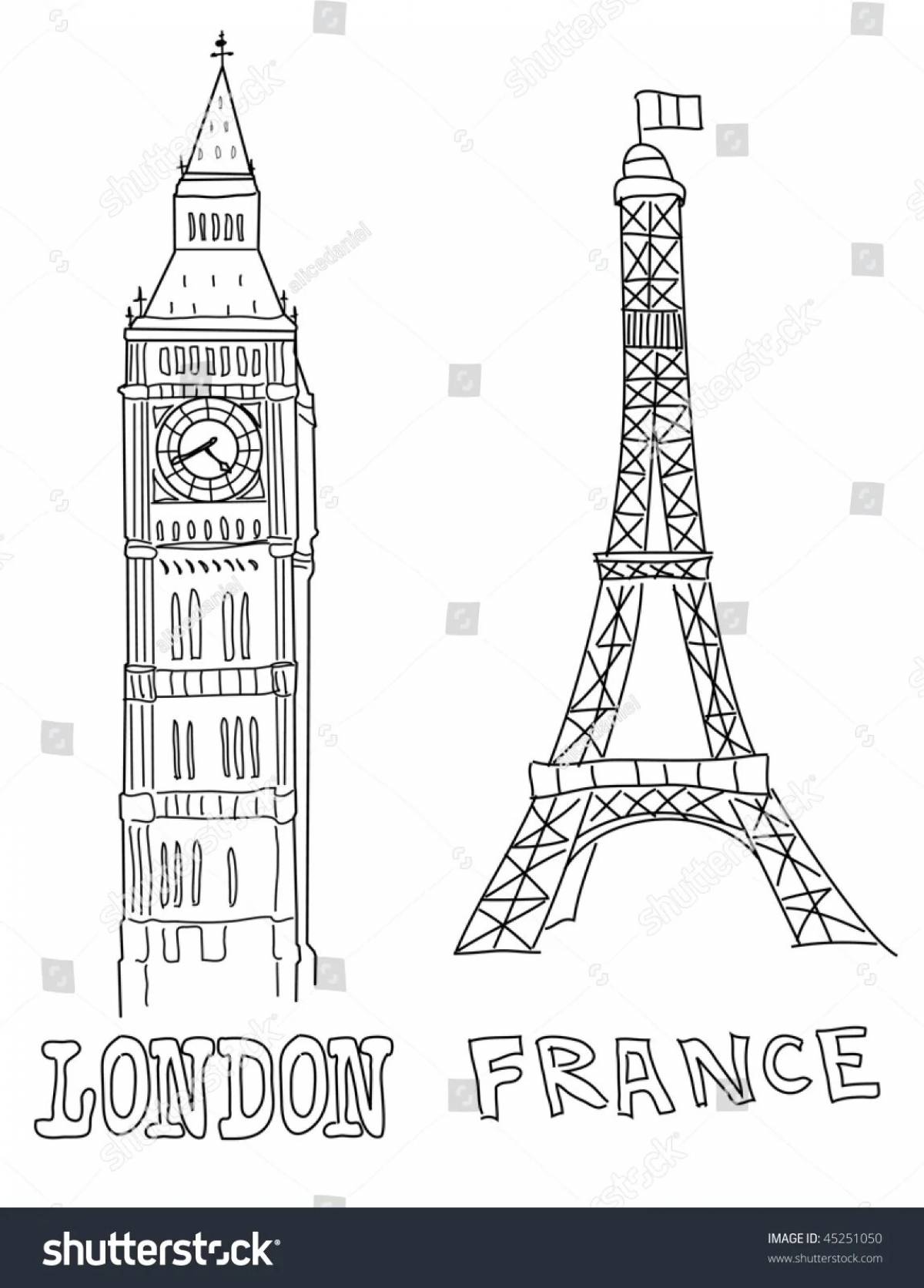 Эйфелева башня с Биг Беном рисунок