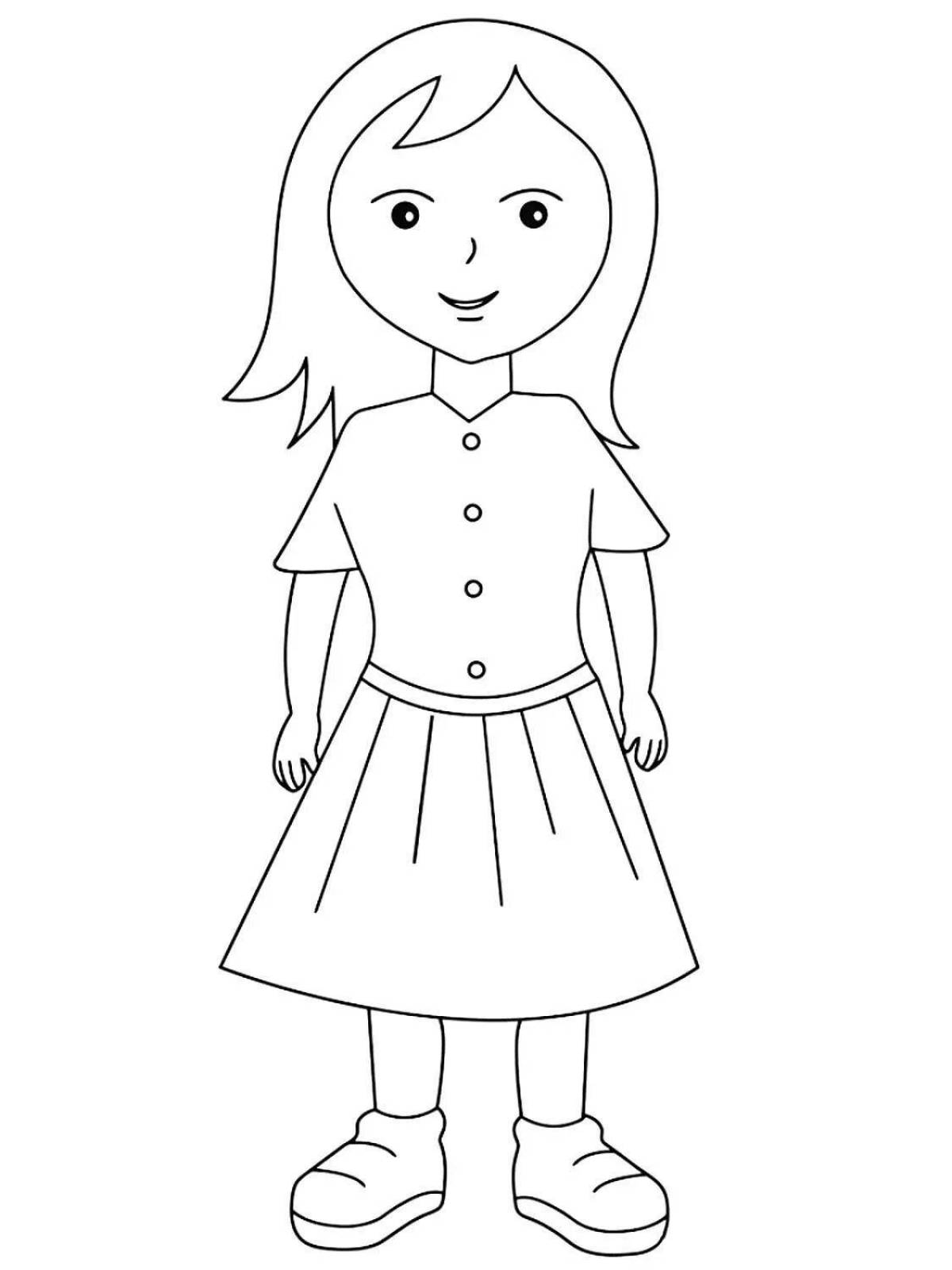 Девочка в платье раскраска для детей