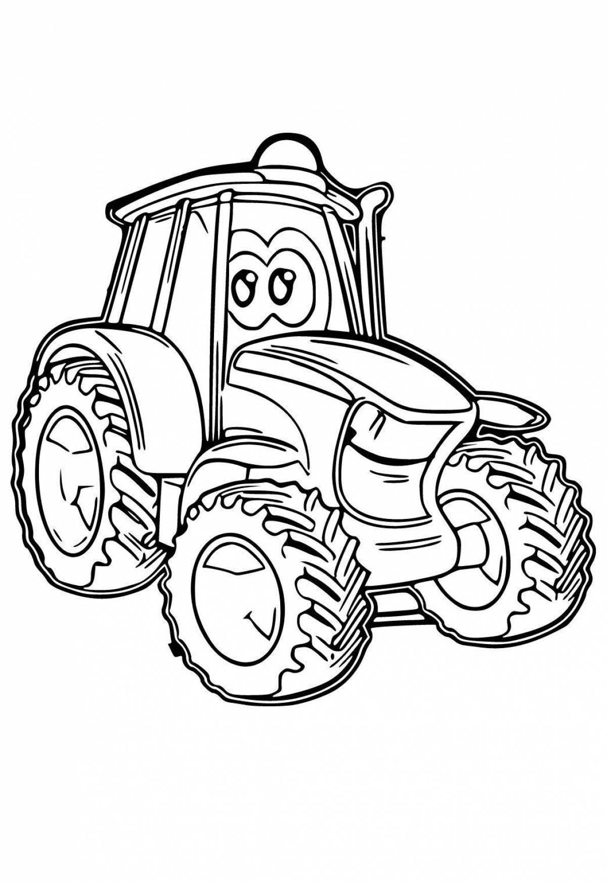 Яркий рисунок трактора для детей