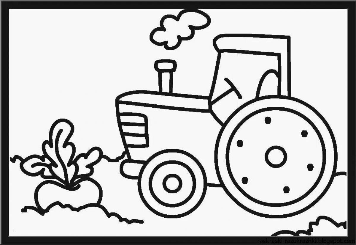 Забавный рисунок трактора для детей