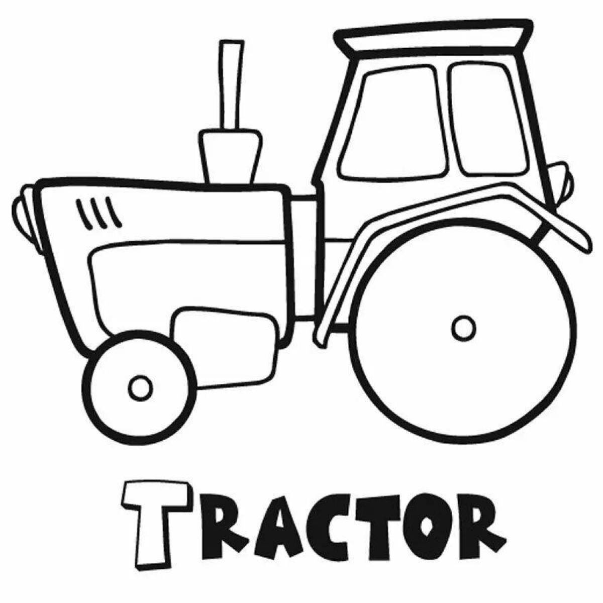 Humorous drawing of a tractor for children