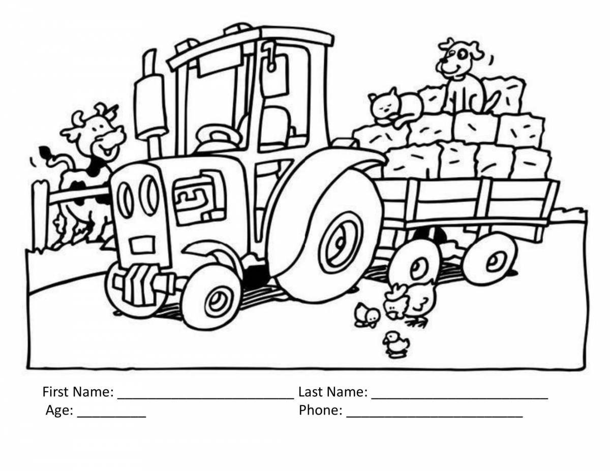 Причудливый рисунок трактора для детей