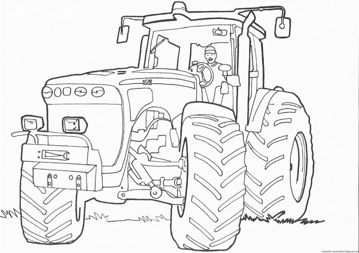 Цветной рисунок трактора для детей