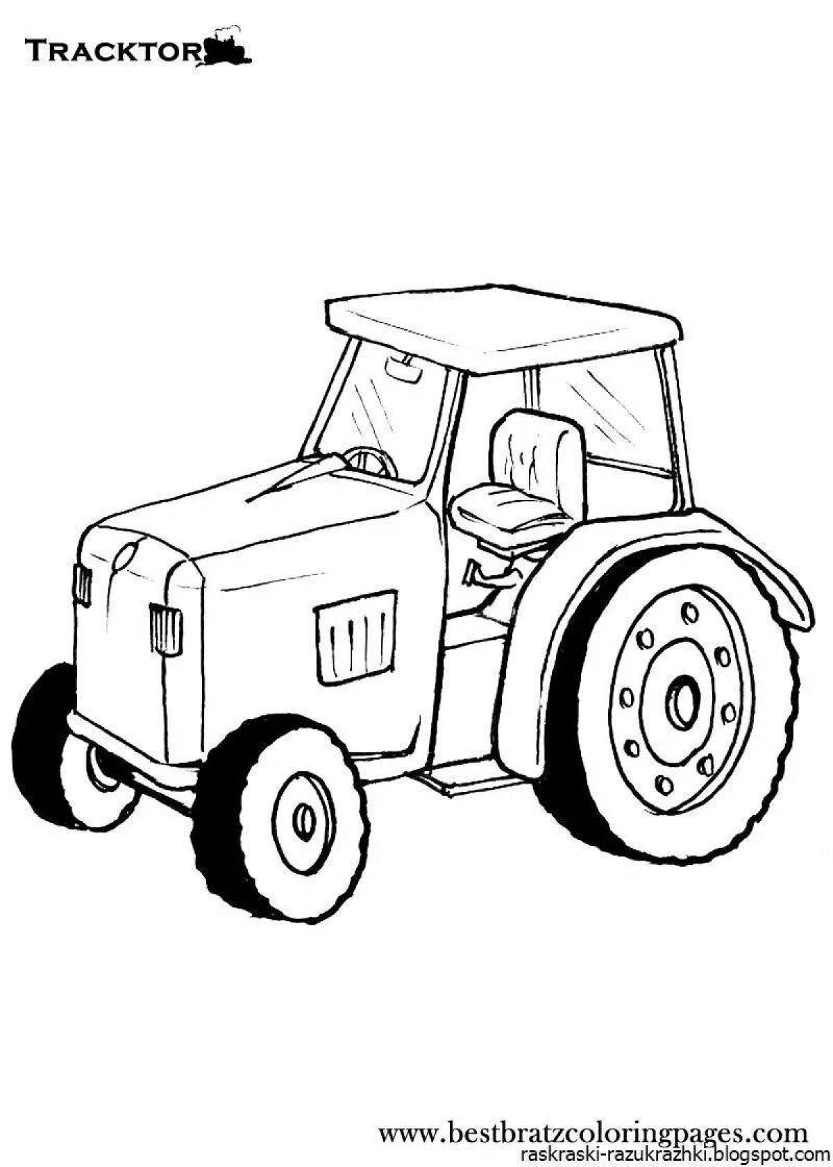 Crazy color drawing of a tractor for kids