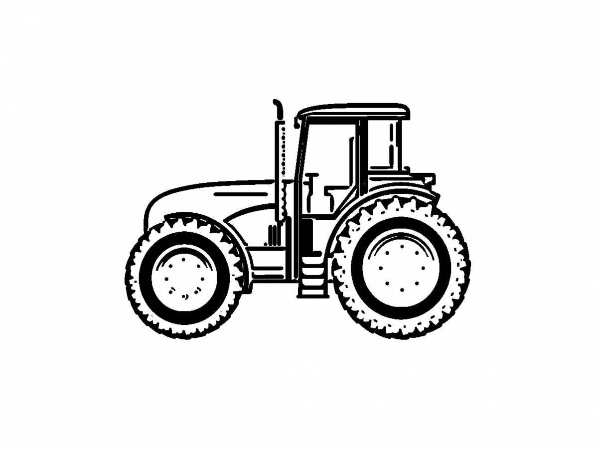 Яркий цветной рисунок трактора для детей
