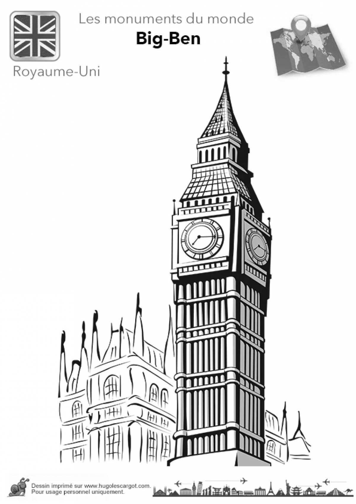 Креативная раскраска биг бен для детей
