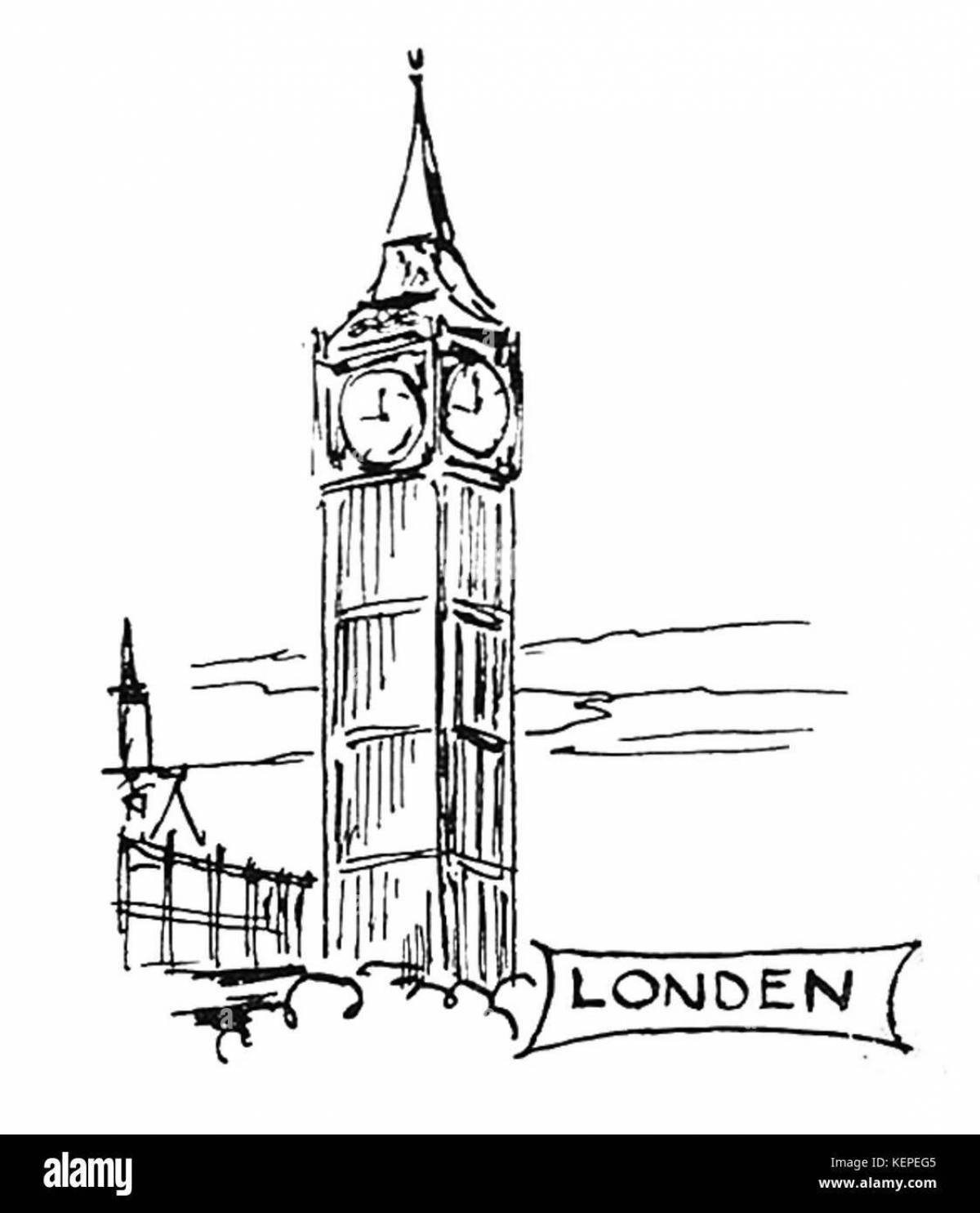 Playful big ben coloring page for kids