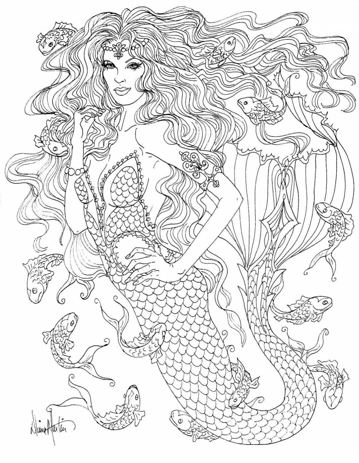 Whimsical mermaid coloring pages for girls