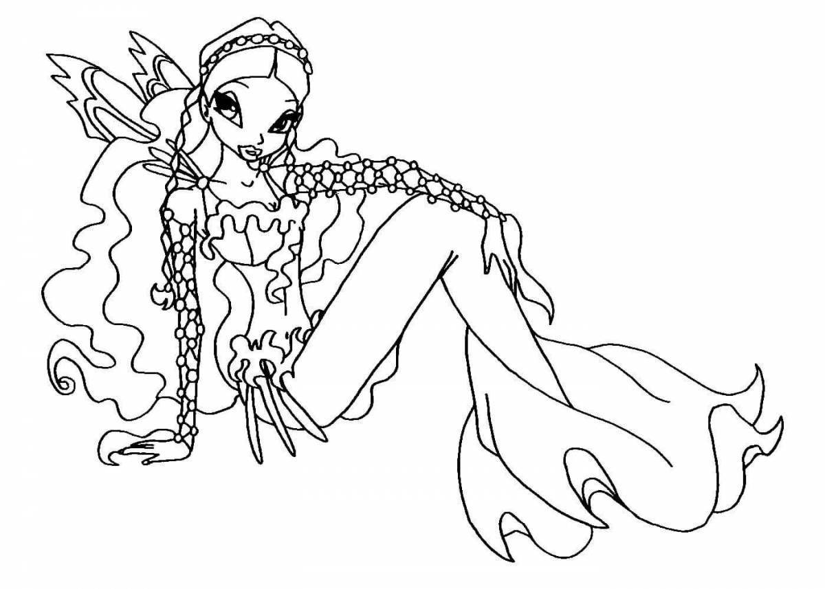 Colourful mermaid coloring pages for girls