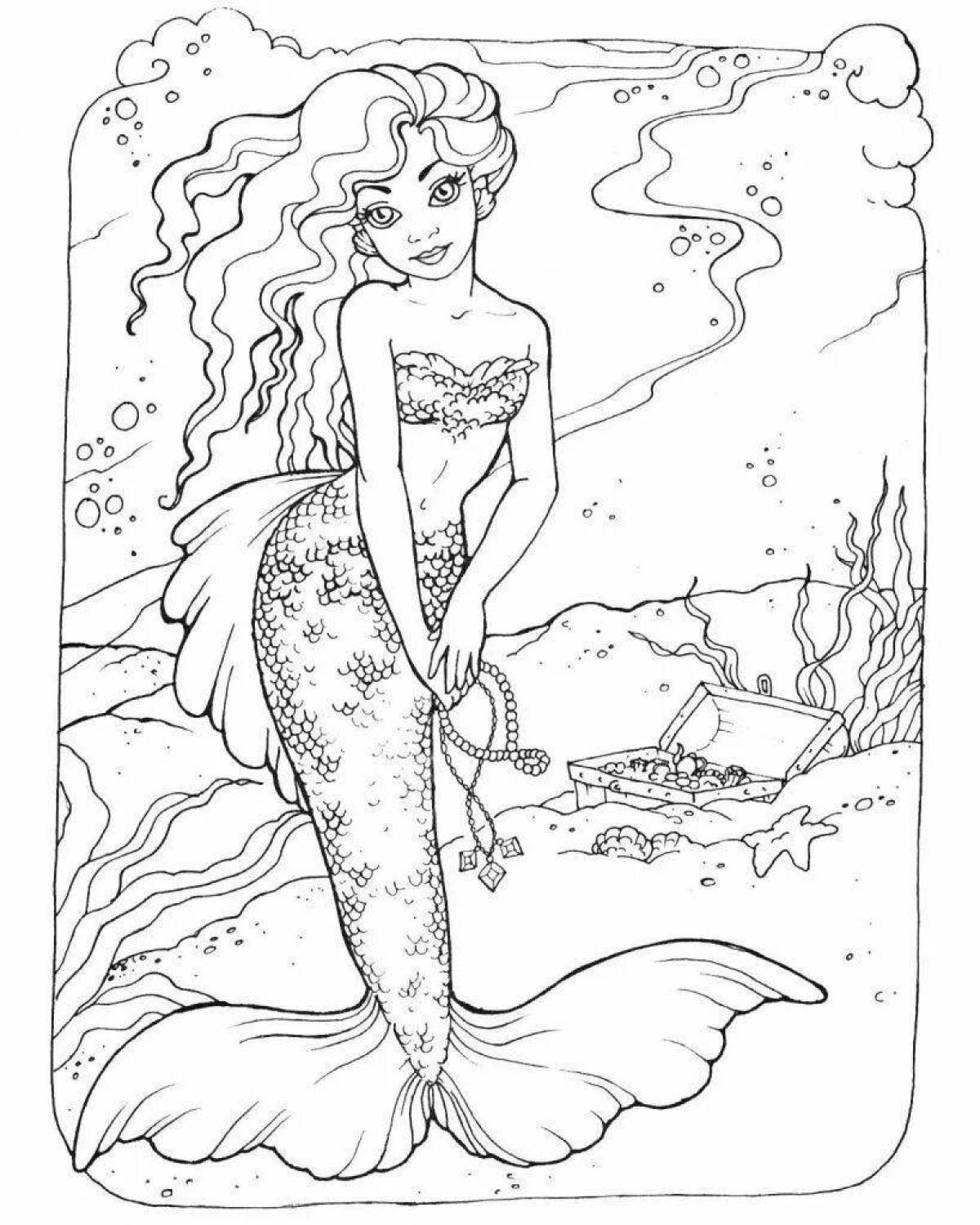 Animated mermaid coloring pages for girls