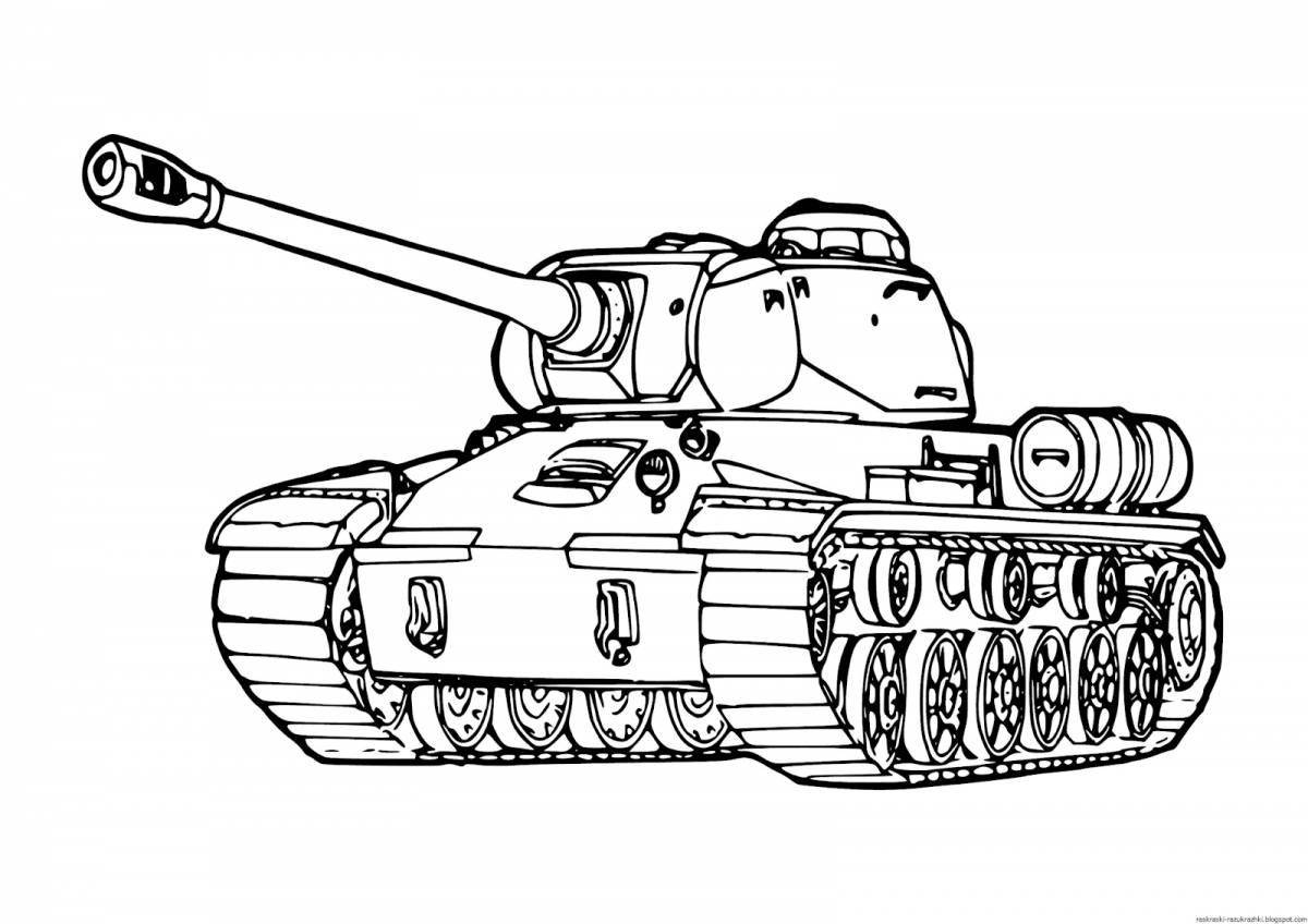 Fun coloring book t34 tank for kids