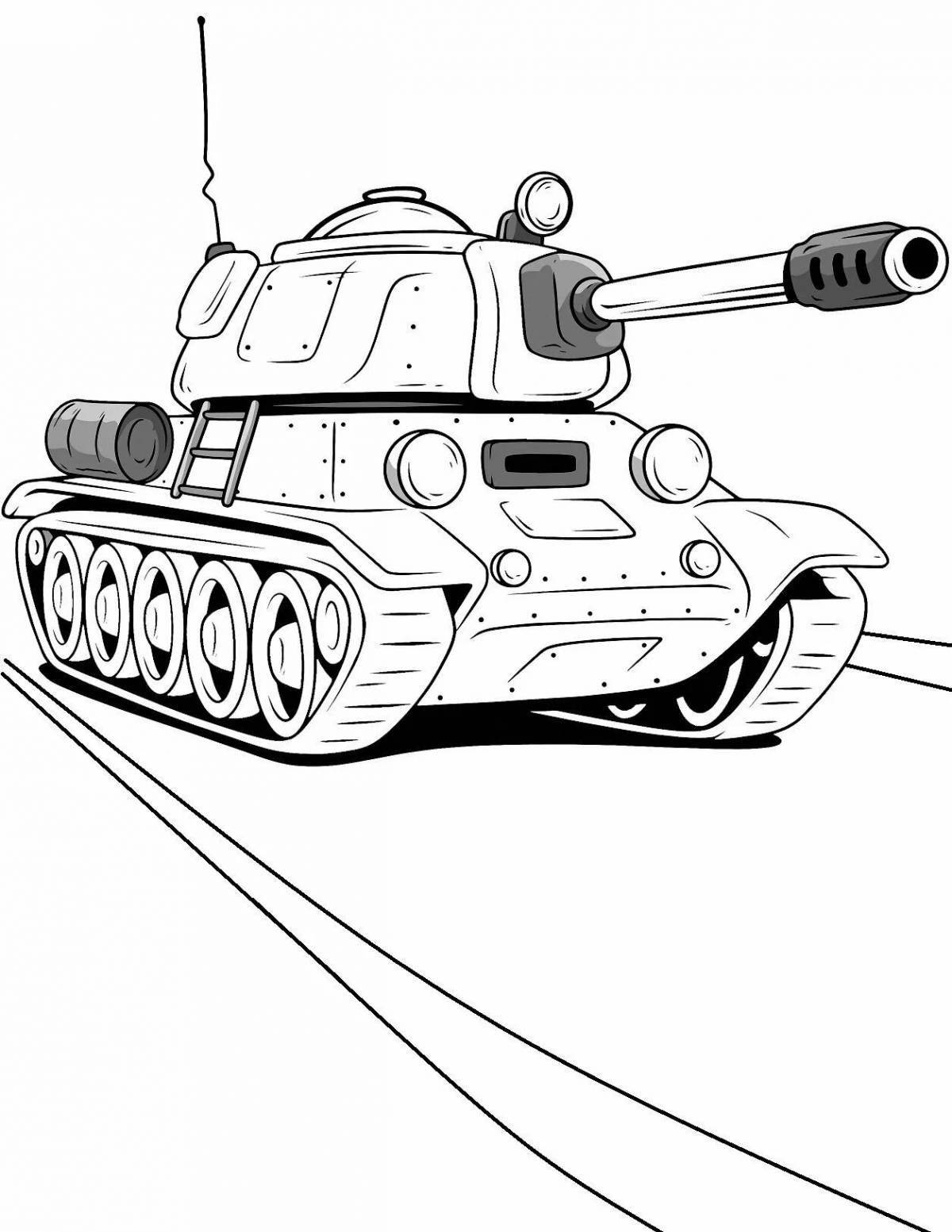 Развлекательная раскраска танк т34 для детей