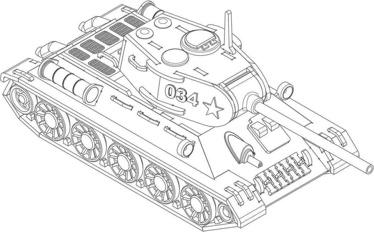 Живая раскраска танк t34 для детей
