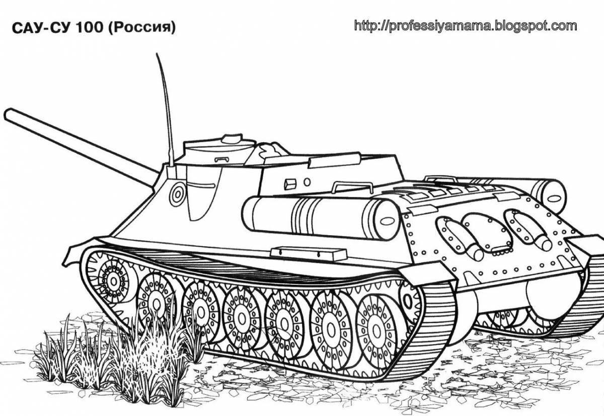 Cute t34 tank coloring book for kids