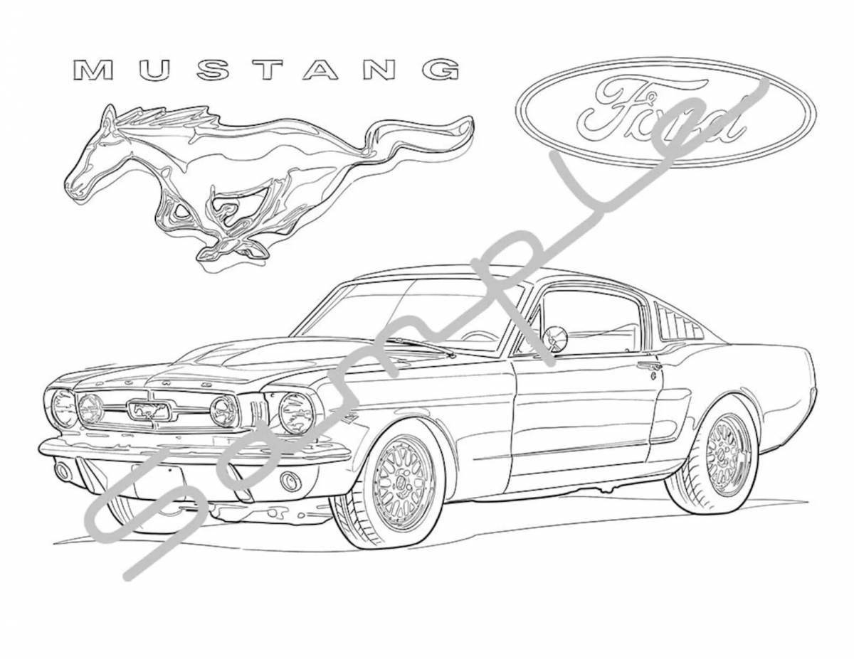 Joyful coloring ford mustang for kids