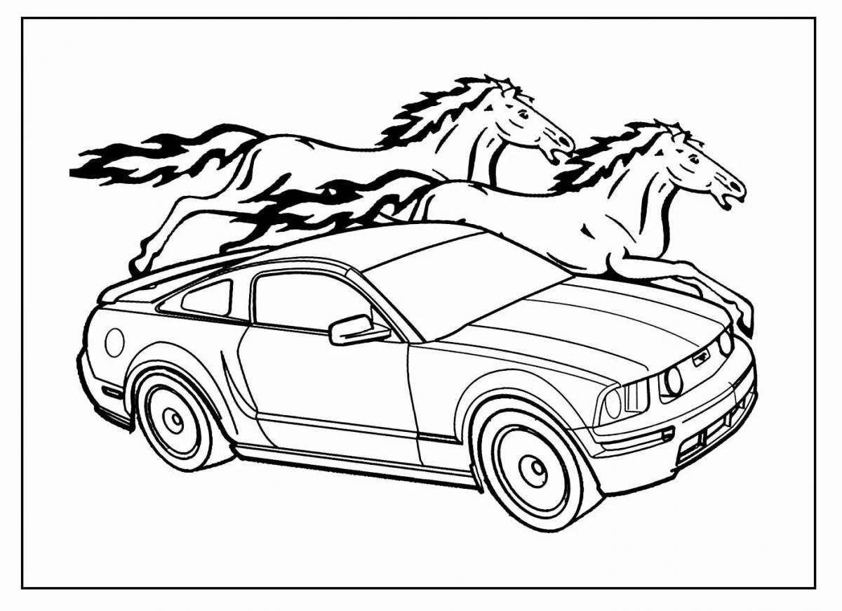 Playful ford mustang coloring page for kids