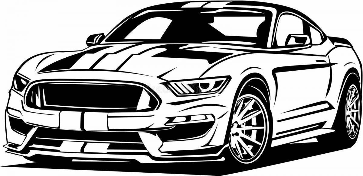 Cute coloring ford mustang for kids