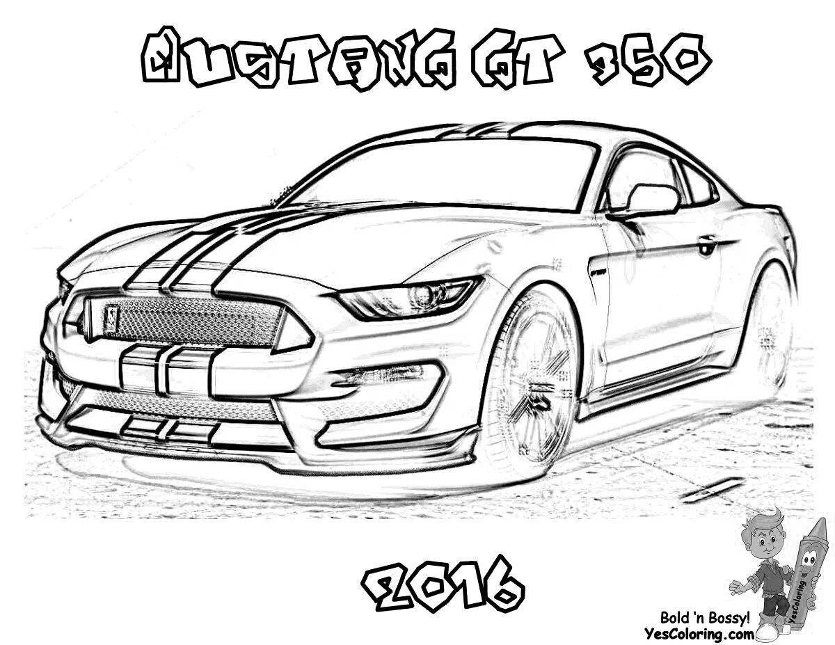 Coloring book grand ford mustang for kids