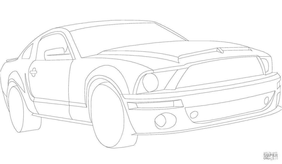 Animated ford mustang coloring page for kids