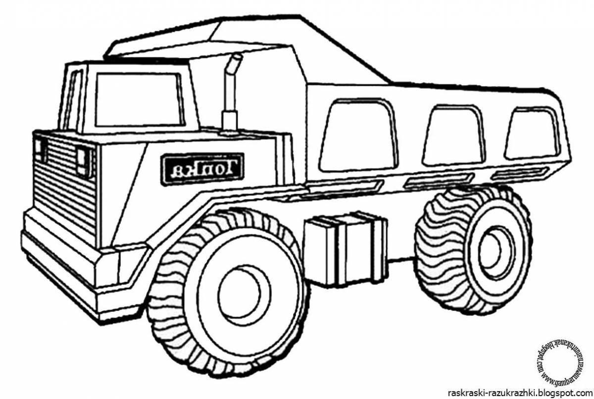 Adorable construction machinery coloring page for boys