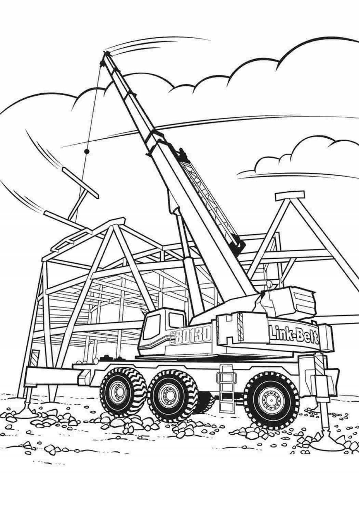 Cute boys construction machinery coloring page