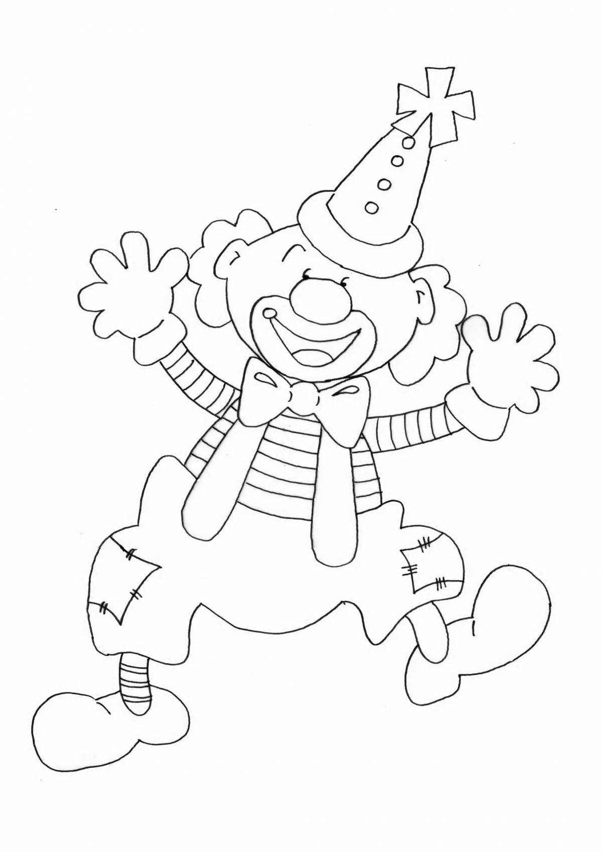 Яркая страница раскраски клоуна для детей