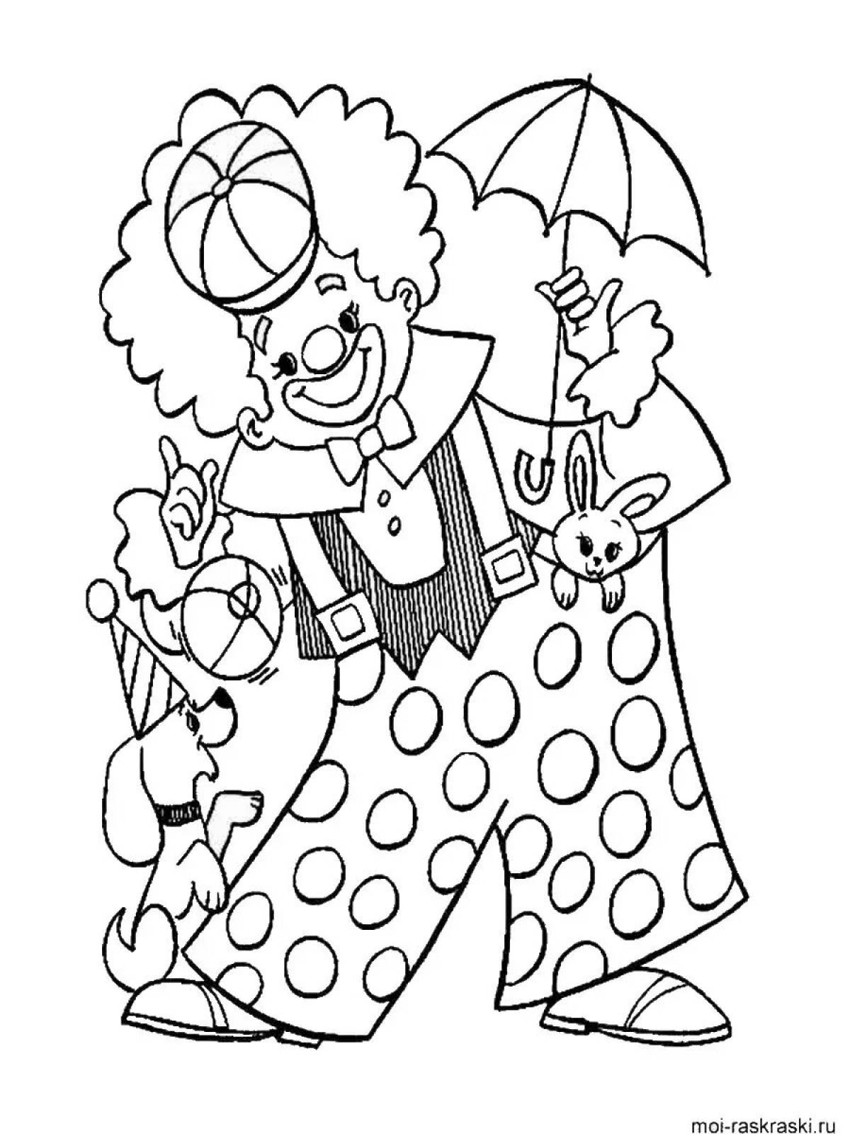 Playful clown coloring page for kids