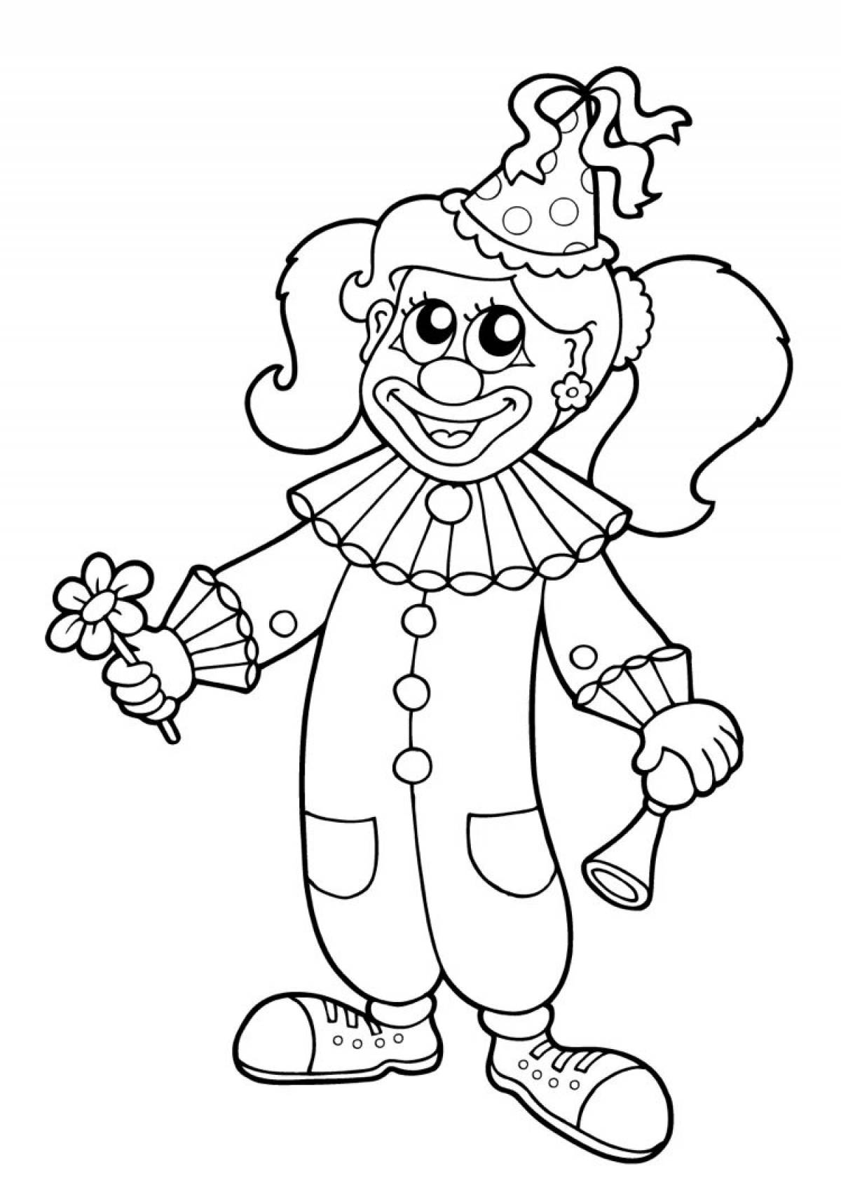 Shiny clown coloring for kids