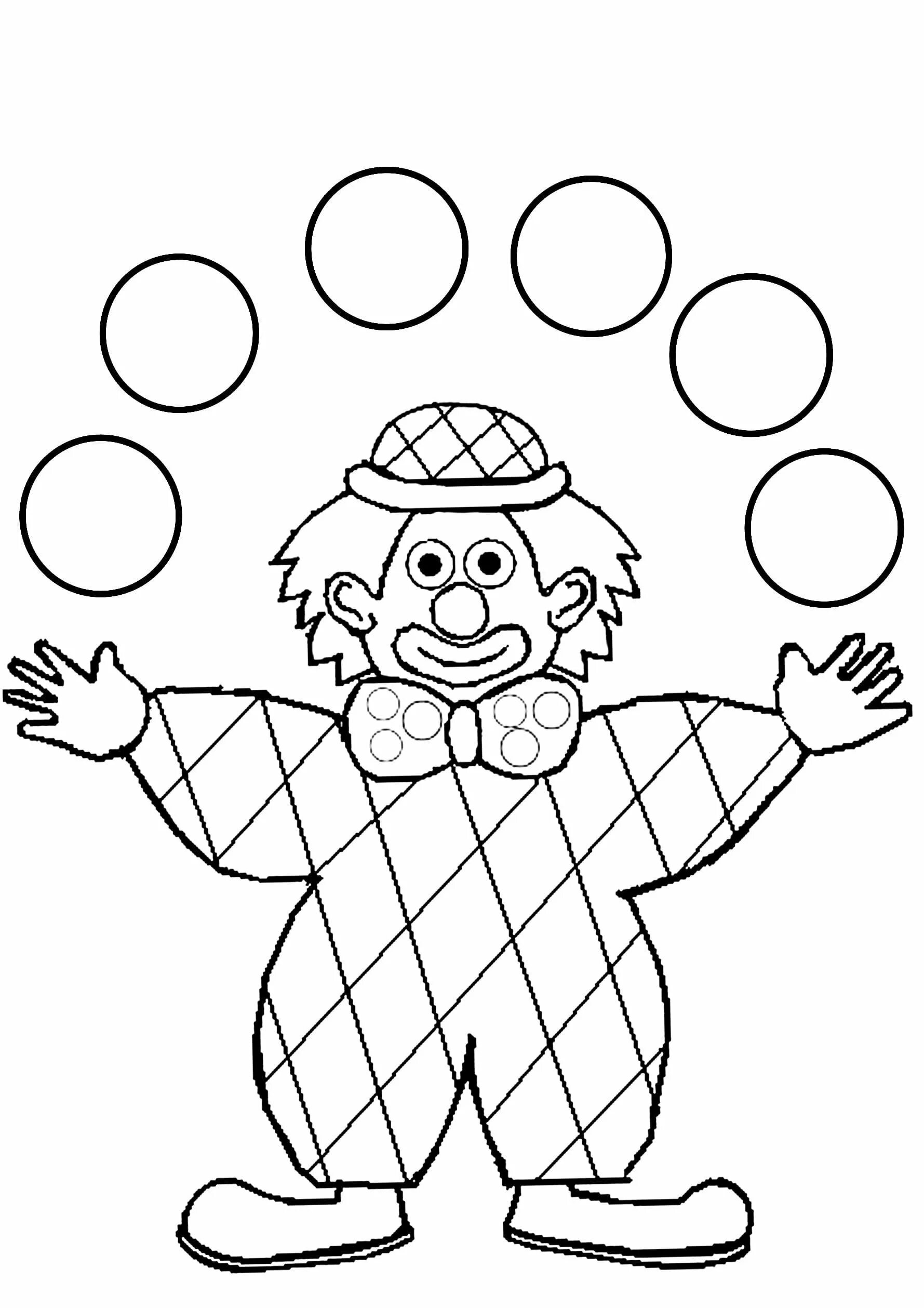 Joyful clown coloring for kids