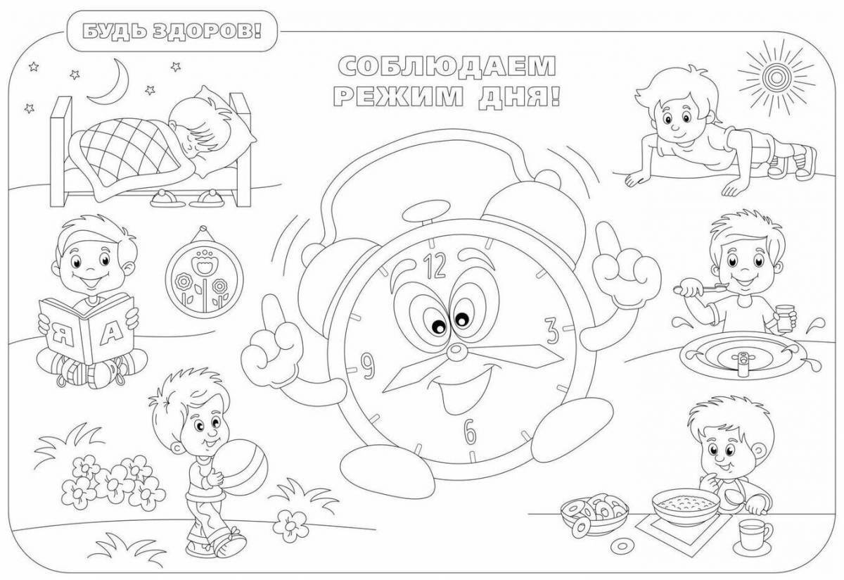 A fun coloring book about a healthy lifestyle for schoolchildren