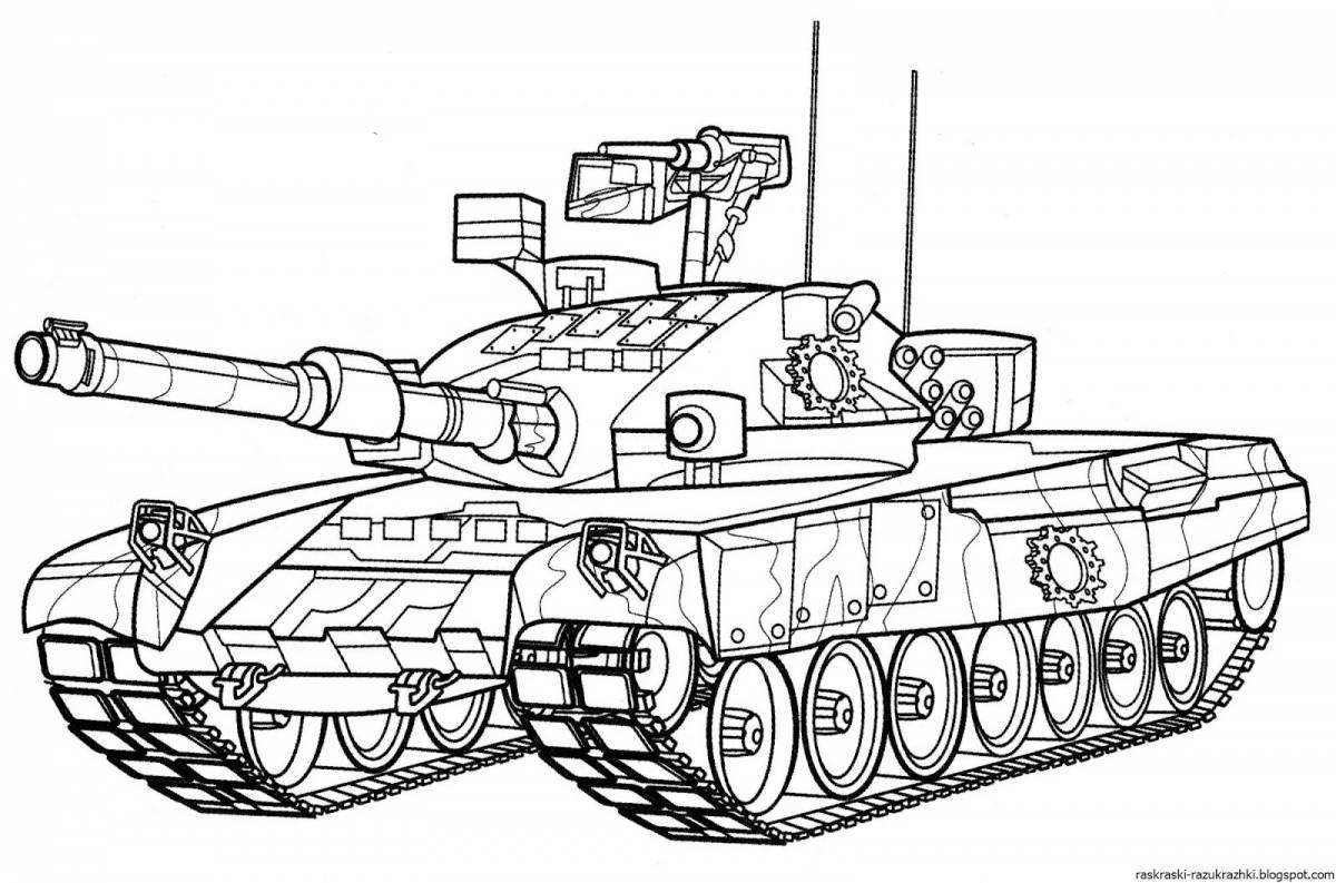 Красочный танк-раскраска для детей 5 лет