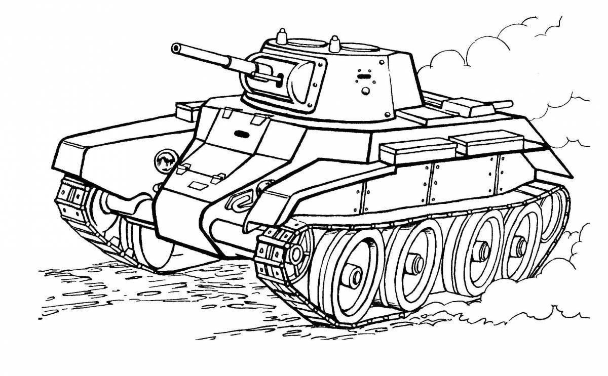 Радостная раскраска танк для детей 5 лет