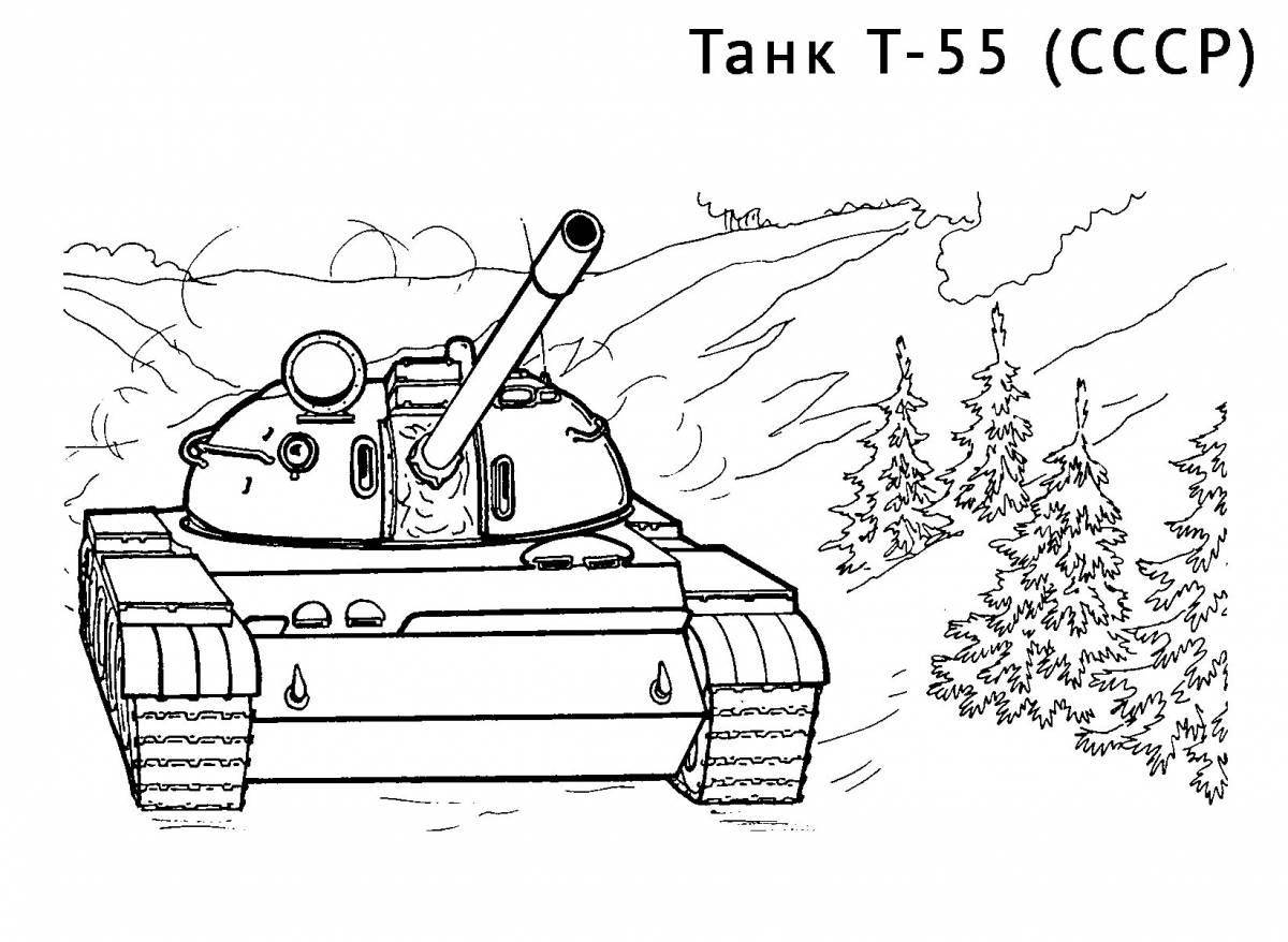 Очаровательная раскраска танк для детей 5 лет