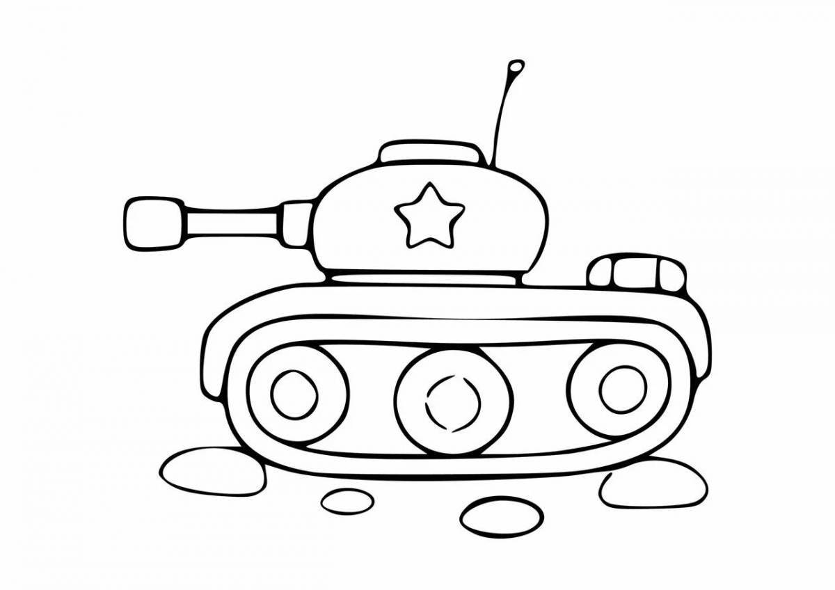 Милый танк-раскраска для детей 5 лет