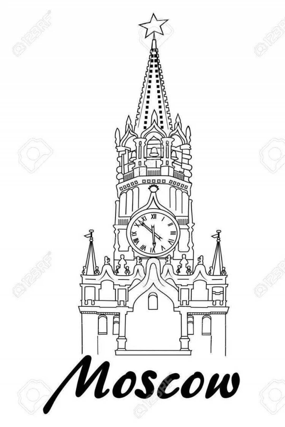 Coloring page spasskaya tower for kids