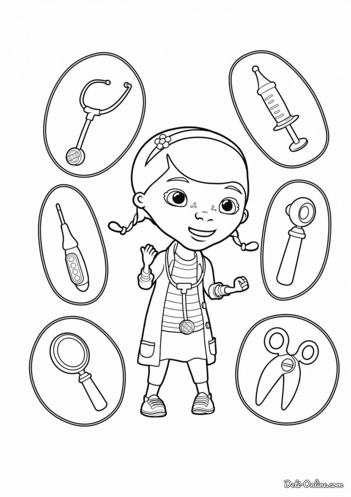 Doctor plush bright coloring book for kids