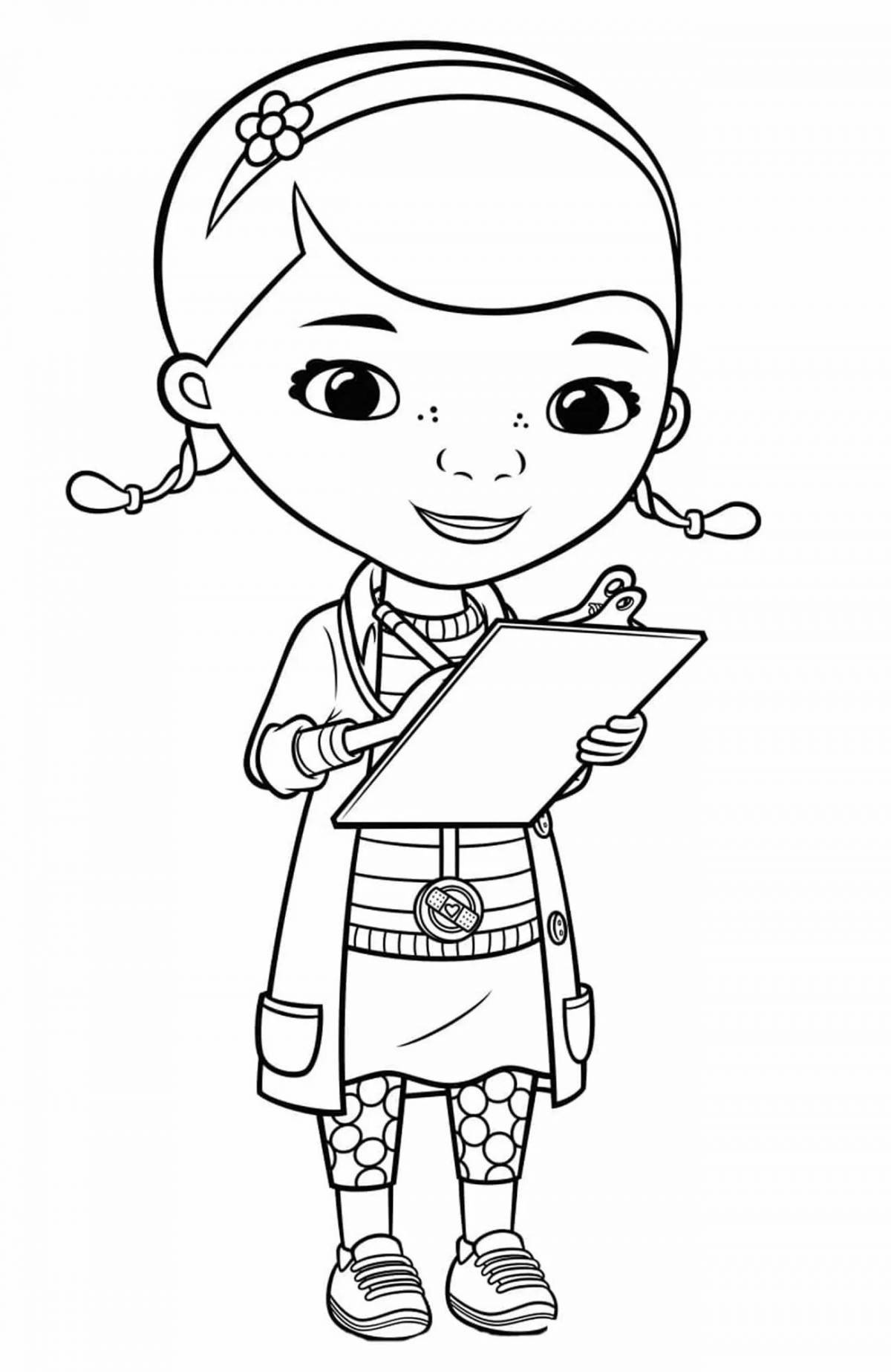 Playful doctor plush coloring book for kids