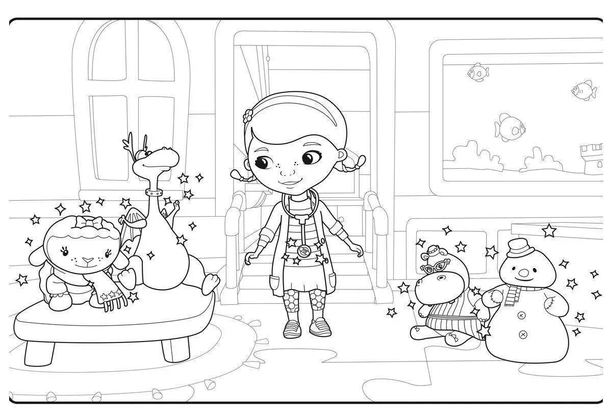 Раскраска Живой доктор плюшевая раскраска для детей