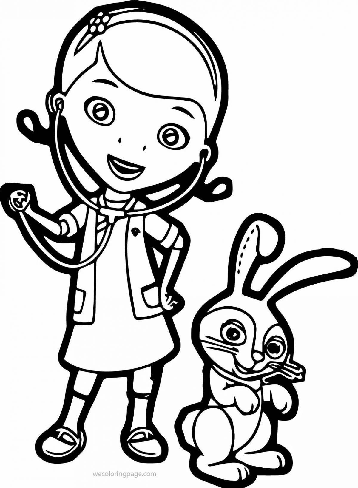 Whimsical plush doctor coloring book for kids