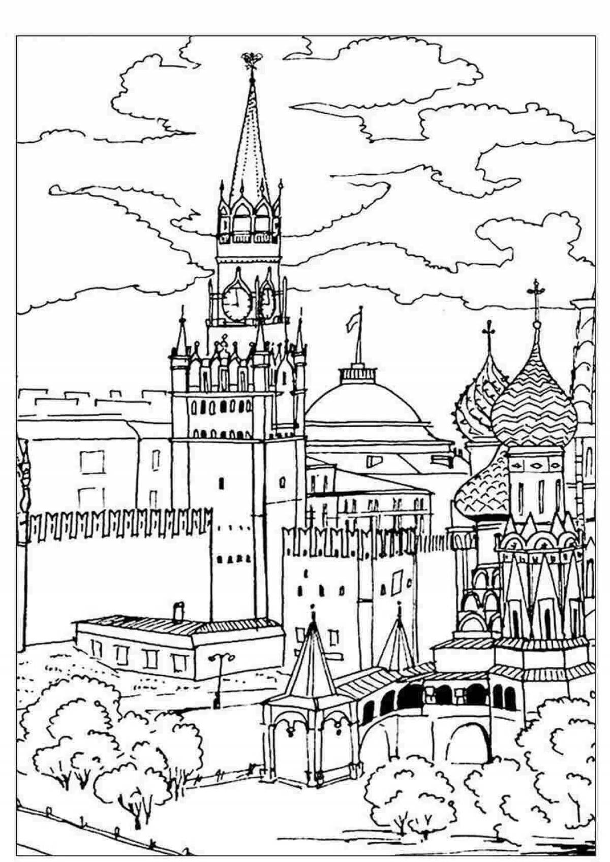Fabulous coloring pages of Moscow, the capital of Russia for children
