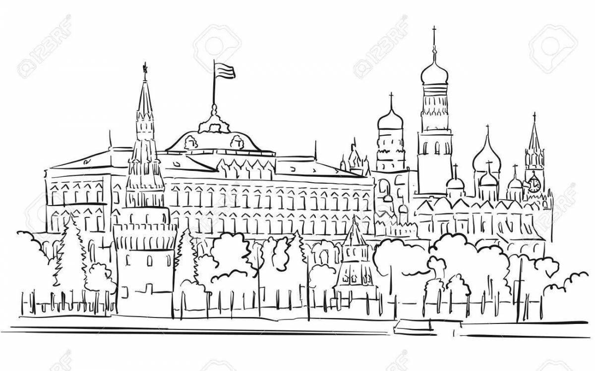 Great coloring book of moscow, the capital of russia for kids