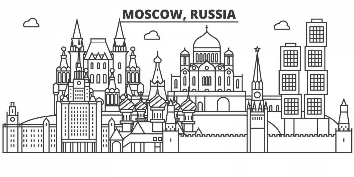 Stylish coloring of Moscow, the capital of Russia for children