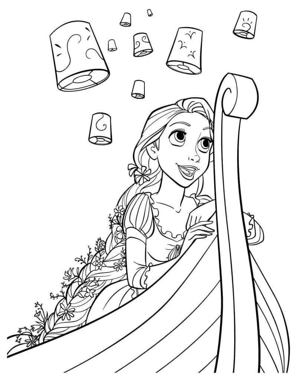 Сказочная раскраска принцесса рапунцель для детей