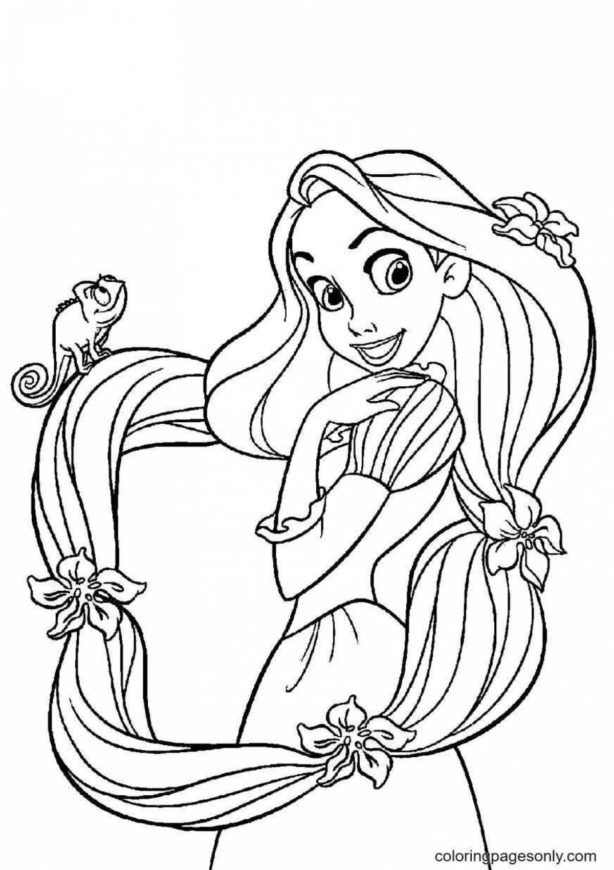 Cute princess rapunzel coloring book for kids